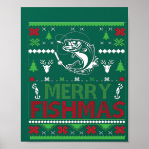 Poster PÊCHE Vilain Vêtements de Noël Basse Poisson, Joye