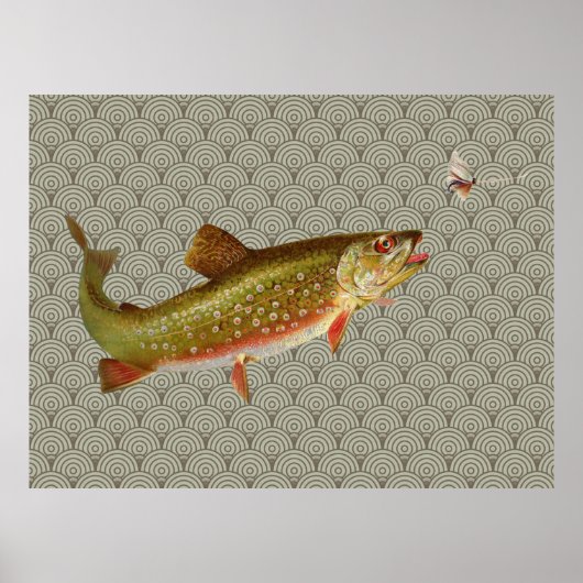 Poster Pêche vintage à la truite arc-en-ciel (Devant)