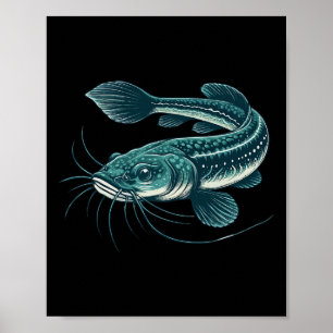 Poster Pêche vintage Art Marche Catfish