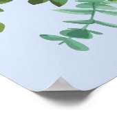 Poster Pêcher bleu clair Mariage Roses Floral (Coin)