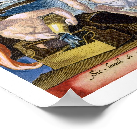 Poster Pêcher dans les eaux peu profondes en utilisant de (Coin)