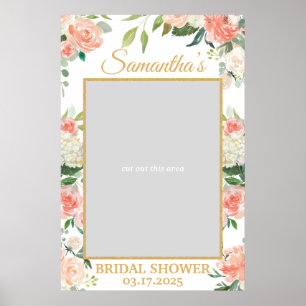 Poster Pêcher Floral Boho Vert Photo Prop Gold