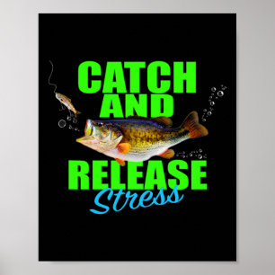 Poster Pêcher Le Poisson De Pêche À La Poche Et Laisser L