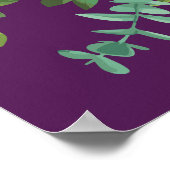 Poster Pêcher Mariage violet Roses floraux (Coin)