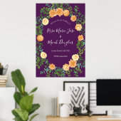 Poster Pêcher Mariage violet Roses floraux (Bureau à domicile)