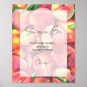 Poster Pêches à l'aquarelle modernes - bar à sangria
