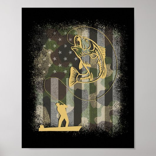 Poster Pêcheur B Caméra de pêche Camo Drapeau américain 4 (Devant)
