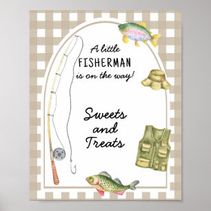Poster Pêcheur - bébé friandises et douceurs shower