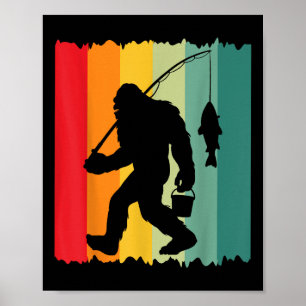 Poster Pêcheur de Bigfoot Sasquatch Vintage Papa Fa