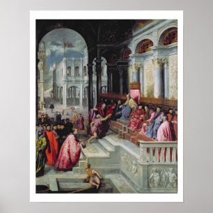 Poster Pêcheur donnant l'anneau au chien de Venise