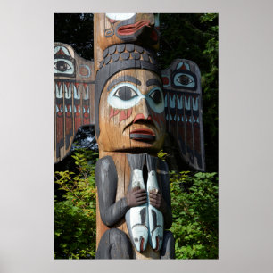 Poster Pêcheur sur un totem, Alaska