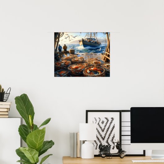 Poster Pêcheurs à la Twilight ramassant des crabes 20x16 (Bureau à domicile)