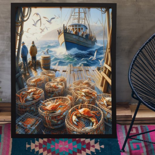 Poster Pêcheurs à la Twilight Récoltant des crabes 24x36