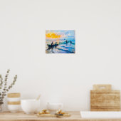 Poster Pêcheurs au coucher du soleil Scène côtière impres (Cuisine)