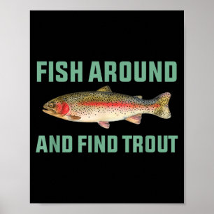 Poster Pêchez autour et trouvez la truite Drôle de jeu de