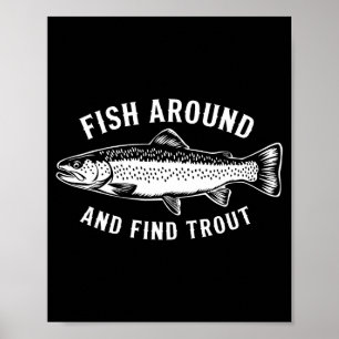 Poster Pêchez autour et trouvez la truite drôle pêche pêc