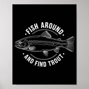 Poster Pêchez autour et trouvez la truite drôle pêche pêc
