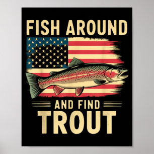 Poster Pêchez autour et trouvez la truite drôle pêche pêc