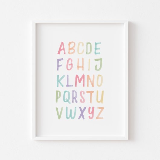 Poster pédagogique de l'alphabet pastel