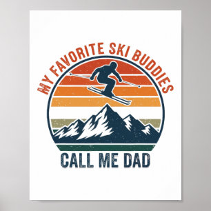 Poster Pédalé par ma fille Drôle de ski Papa Papa skieur