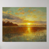 Poster Peder Monsted - Coucher de soleil sur un fjord dan (Devant)