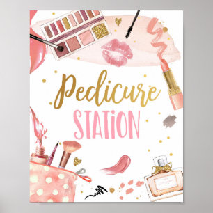 Poster Pedicure Station Spa Party Maquillage Glamor Anniv