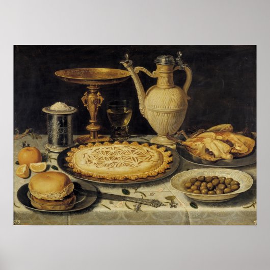 Poster Peeters - Table Avec Orange, Olives Et Tarte (Devant)