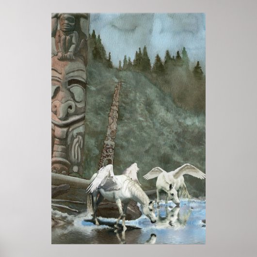 Poster Pegasi sacré, Poles de rivière et Totem Art Imagin (Devant)