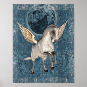 Poster Pegasus Blue Moon Imaginaire Cheval Art
