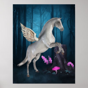Poster Pegasus Forêt magique Imaginaire Cheval Art
