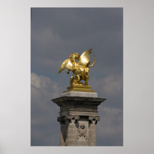 Poster Pegasus Gilded bronze statue skulptur Paris Pont