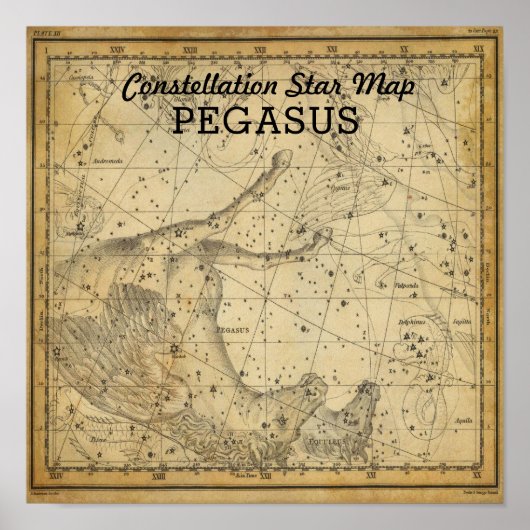 Poster Pegasus Horse Constellation Carte d'étoile Androme (Devant)