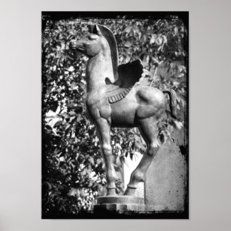 Poster Pegasus in Black and White Grunge