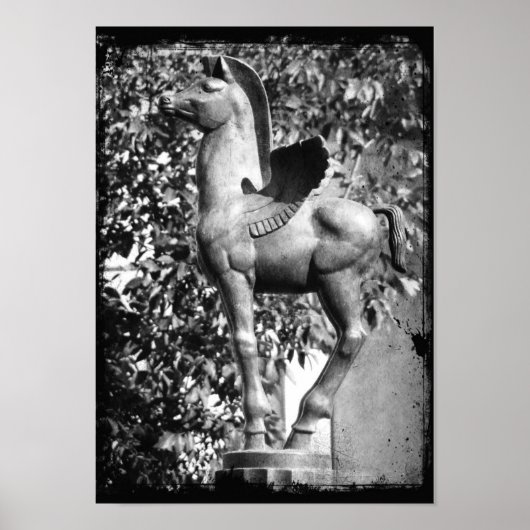 Poster Pegasus in Black and White Grunge (Devant)