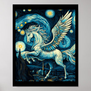 Poster Pegasus Sous Starry Night Sky Art Graphisme Christ