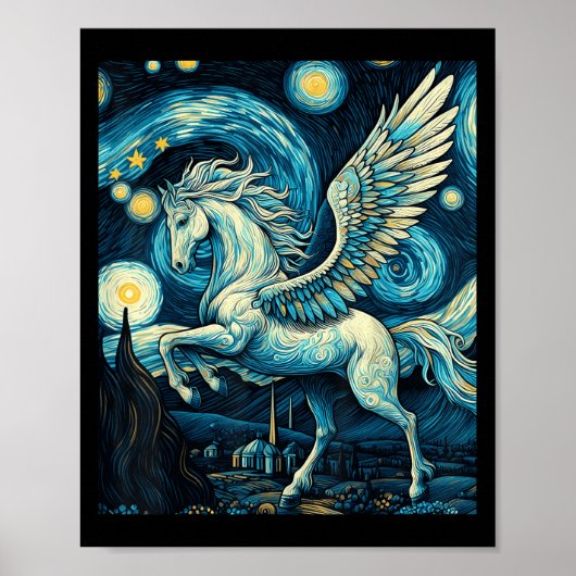 Poster Pegasus Sous Starry Night Sky Art Graphisme Christ (Devant)