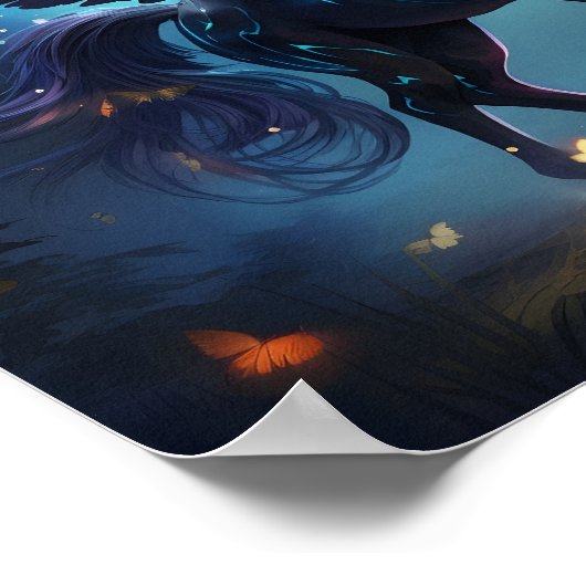 Poster pégasus translucide lumineux cheval ailé (Coin)