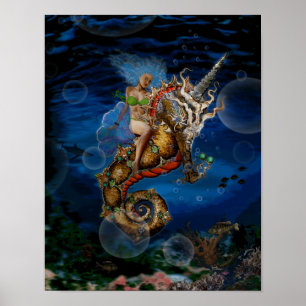 Poster Pegasus Unicorn Seahorse