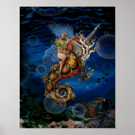 Poster Pegasus Unicorn Seahorse (Devant)