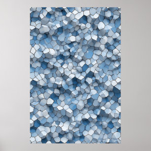 Poster Peigne de miel fracturé : Carreau bleu fissuré géo