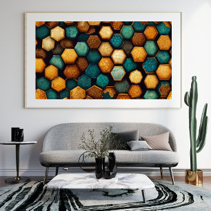 Poster Peigne de miel rustique Texturé Art Abstrait