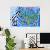 Poster Peindre l'Amérique bleu (Bureau à domicile)