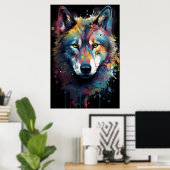 Poster Peindre le loup éclaboussé | Ai (Bureau à domicile)