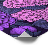 Poster Peine et hydrangée en rose et violet (Coin)