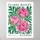 Poster Peine rose Florale Novembre Marché aux fleurs de n (Devant)