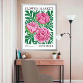 Poster Peine rose Florale Novembre Marché aux fleurs de n