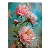 Poster Peines roses sur Peinture Bleue (Devant)