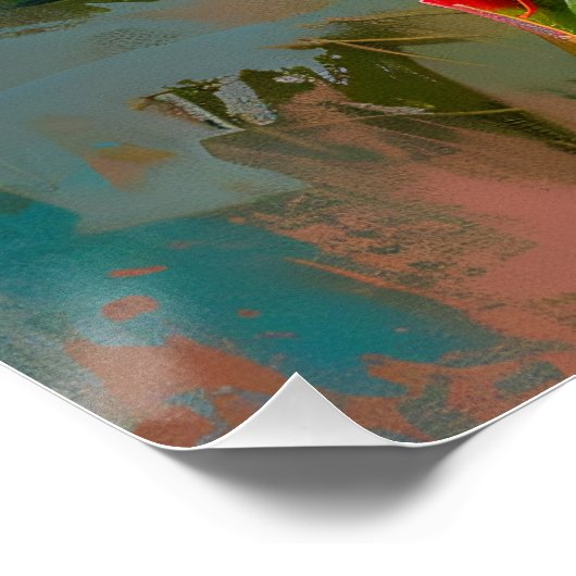 Poster Peines roses sur Peinture Bleue (Coin)