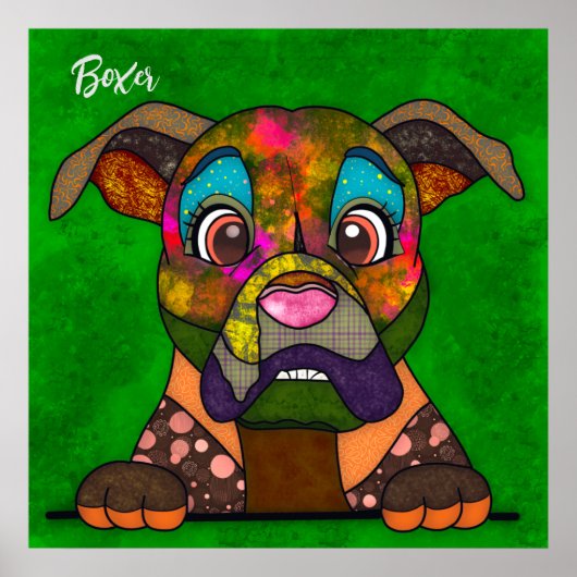 Poster peint à la main par le chien Crazy Boxer (Devant)