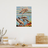 Poster Peint à la main par numéros | Dauphins joueurs | (Cuisine)